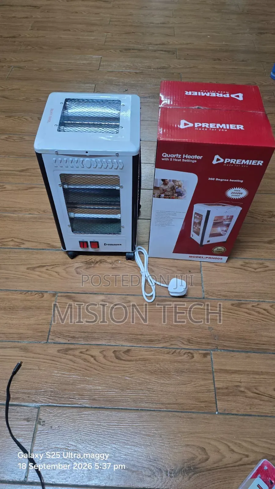 Premier Quartz Heater PRH005 2000W – 5 Heat Settings* 