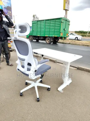 Ergonomic Office Chair Gray White in Color