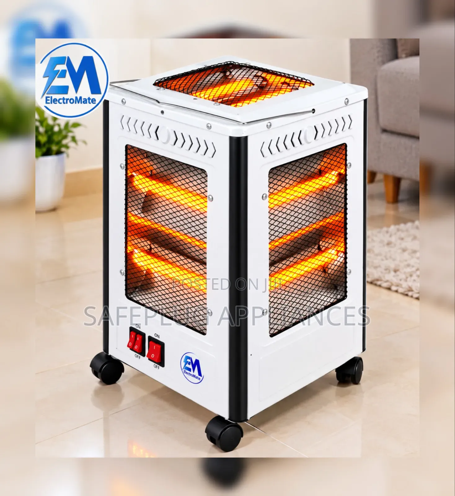  ElectroMate 5-Sided Quartz Electric Heater QH02 – 2000W Room Warmer