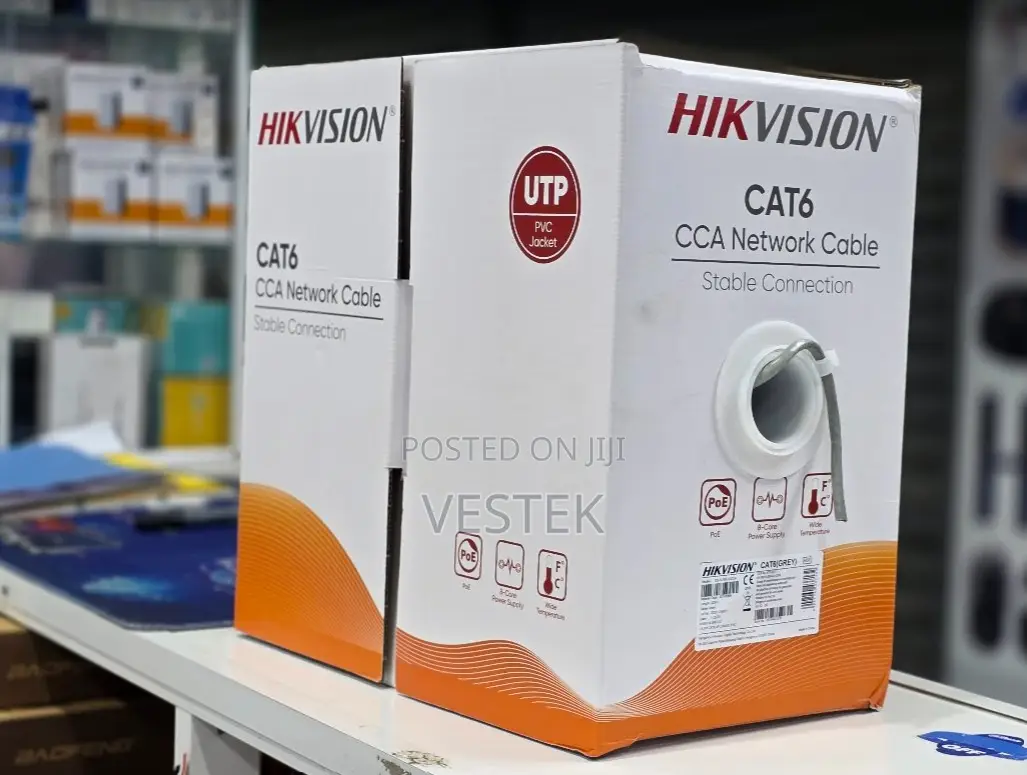 Hikvision CAT6 75% Copper (CCA) UTP Network Cable – 305M Roll