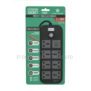 Lightwave 7 Way Extension With 1 Type C + 1 USB