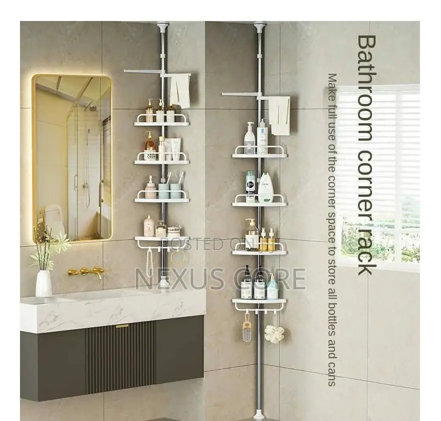4 Tier Adjustable Telescopic Multi-Corner Shelf Organiser