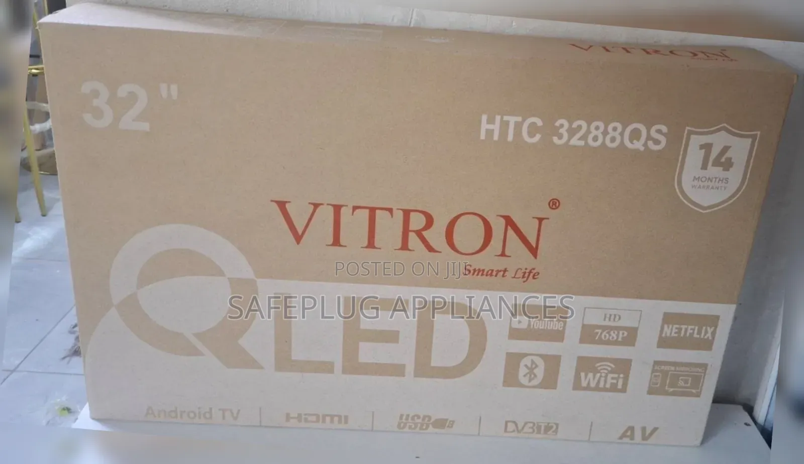Vitron 32" QLED Smart Digital TV –Frameless Android TV With Wi-Fi BT