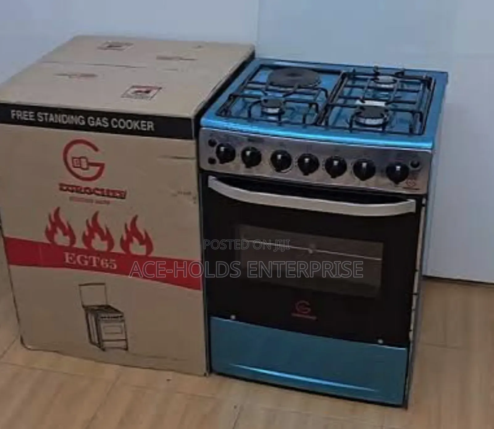 60*65 Eurochef Standing Gas Cooker - Electric Oven 3+1 With Chop Board