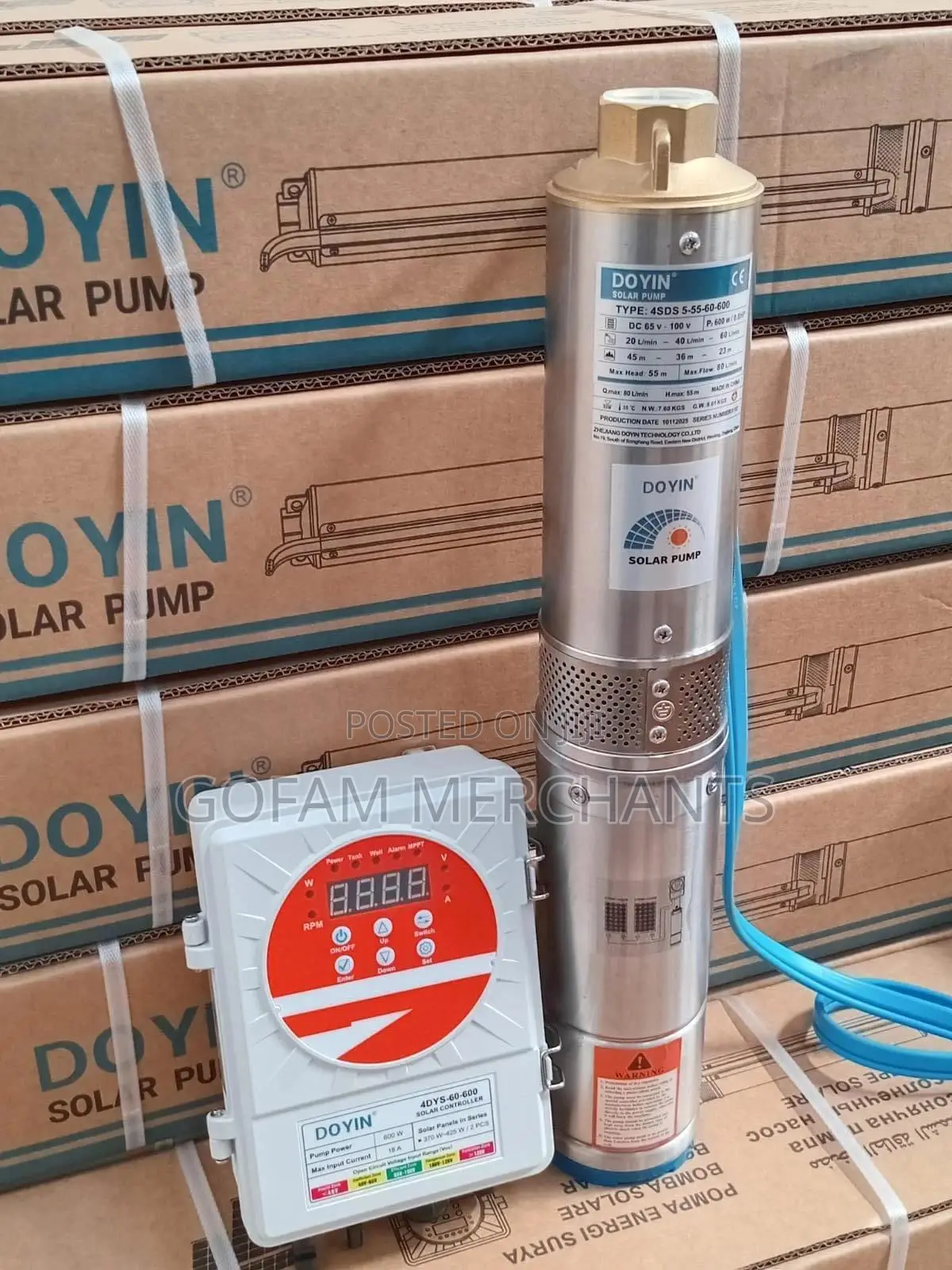 Doyin (0.75hp) 600w, 1.25 Inch Dc Pump (5000l/H) 4sds5-600w