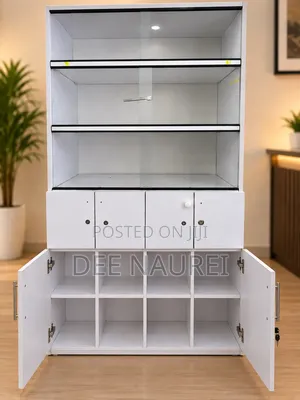 White Salon Cosmetics Display Cabinet With Storage