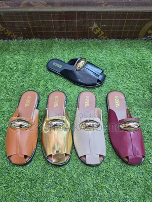 Gold Buckle Slip on Sandals