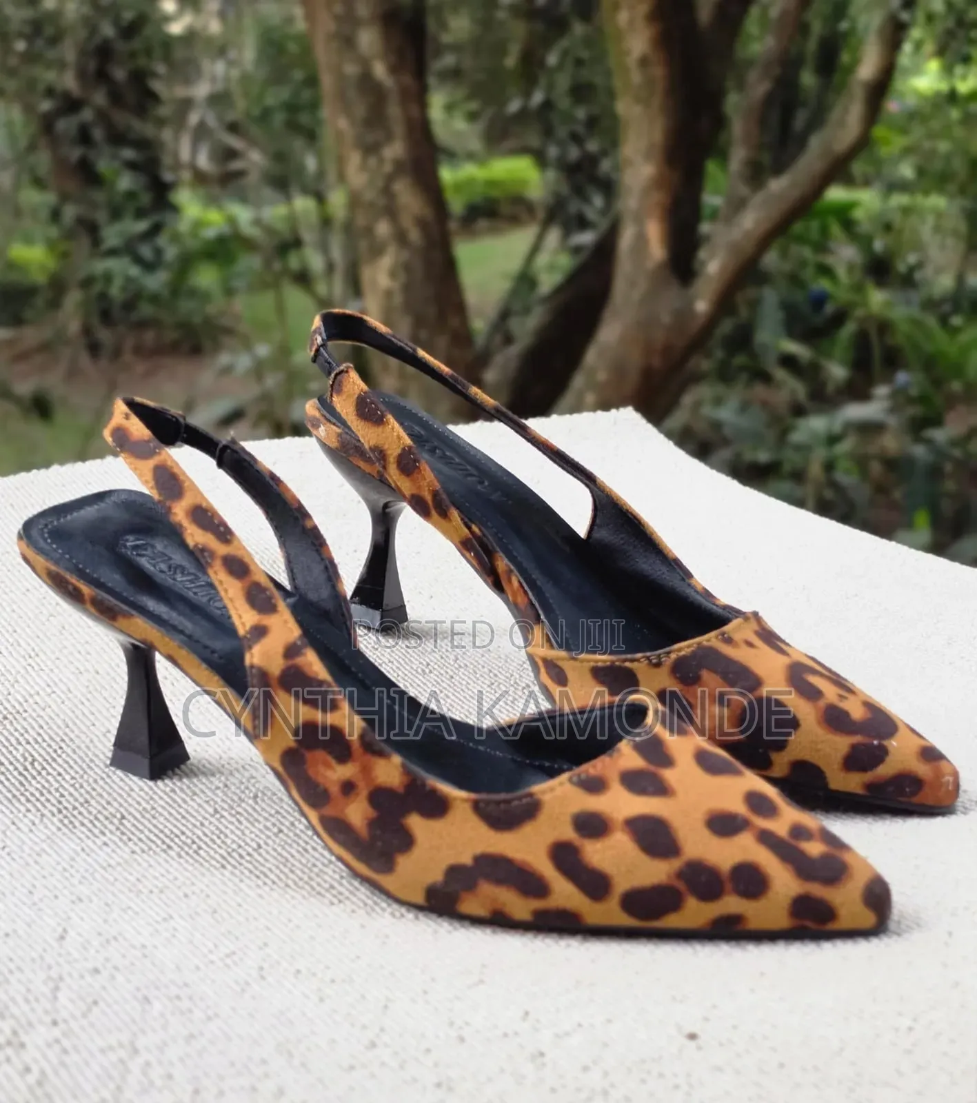 Leopard Print Slingback Kitten Heels