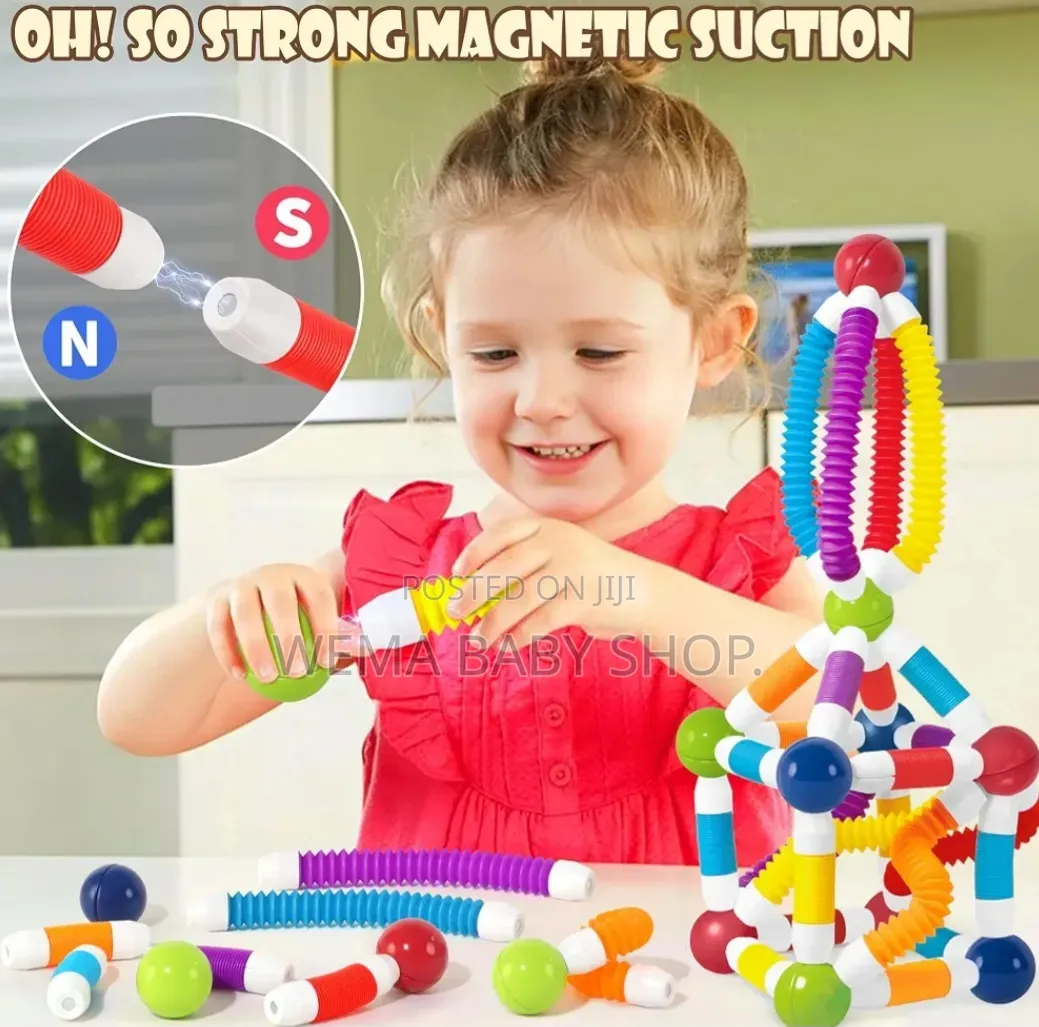 136PCS Flexible Magnetic Tube Blocks