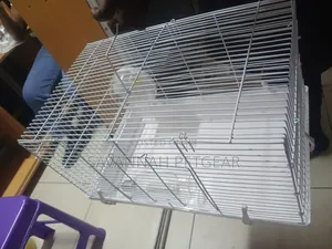 Metal Wire Pet Cage With a Removable Plastic Base Tray, Bottle, Wheel