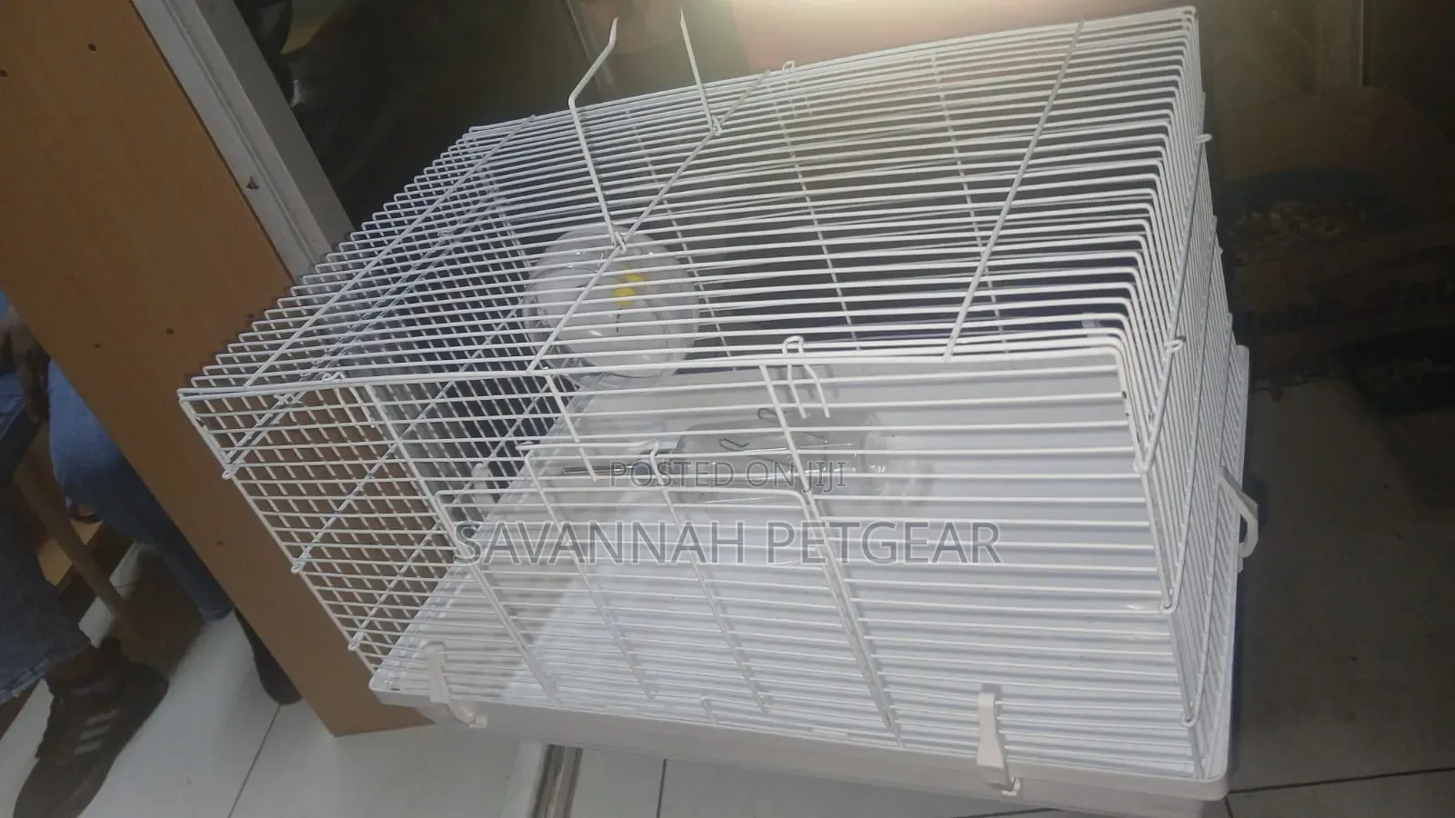 Metal Wire Pet Cage With a Removable Plastic Base Tray, Bottle, Wheel