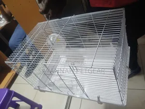 Metal Wire Pet Cage With a Removable Plastic Base Tray, Bottle, Wheel