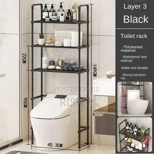Black DETACHABLE 3 Layer Toilet Rack