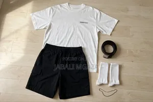 Military Green and White Casual Set - T-Shirt + Cargo Pants - Unisex