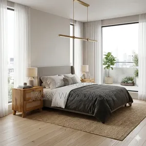 Premium Boho-Chic Hardwood Bedside Drawers With Rattan
