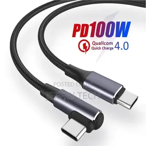 100W PD USB C to C Cable Quick Charge 4.0 Right Angle Wire 90 Degree