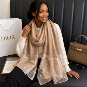 Pearl Butterflies  Embroidered Statement Chiffon Scarves