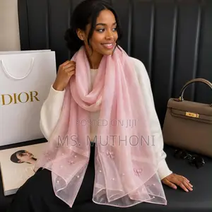 Pearl Butterflies  Embroidered Statement Chiffon Scarves