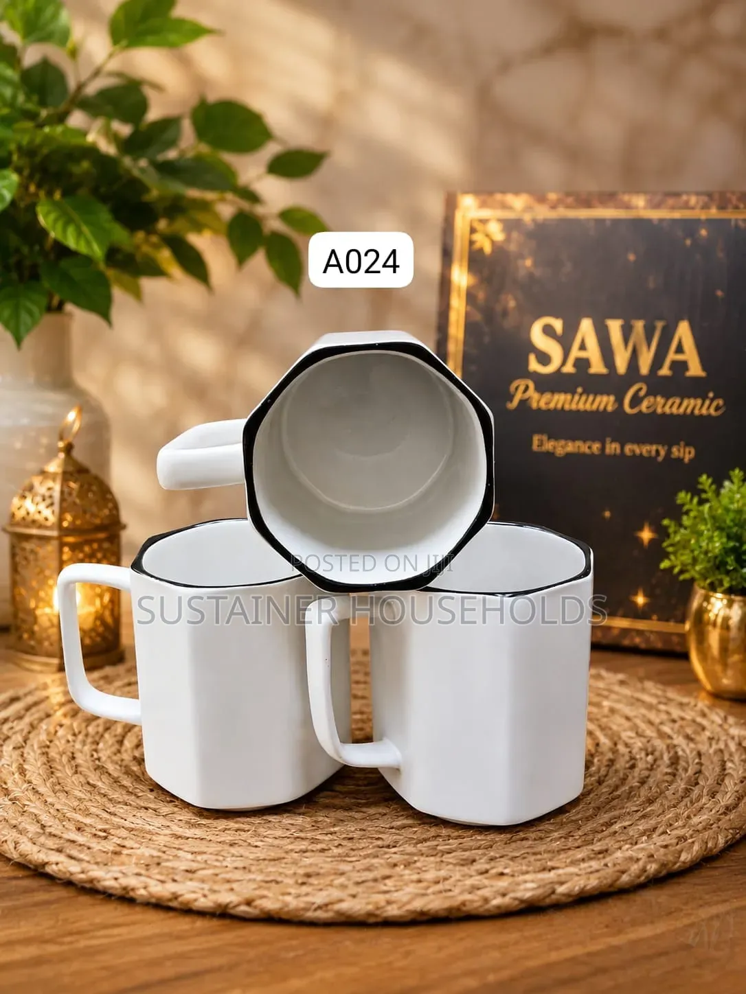 Hexagon Concise Ceramic Cups