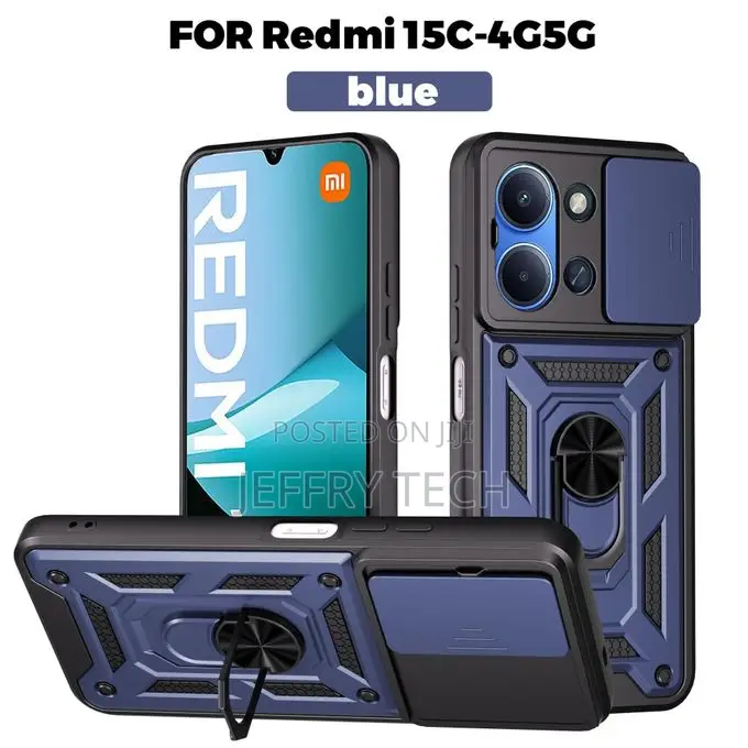 Shockproof Protective Case for Redmi 15C 4g-5g, Car Magnetic, Slide W