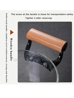 2.5L Transparent Glass Cooking Pot Heat Resistant With Wooden Handles