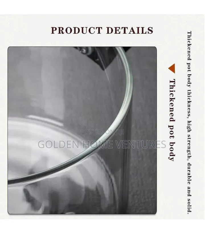 2.5L Transparent Glass Cooking Pot Heat Resistant With Wooden Handles