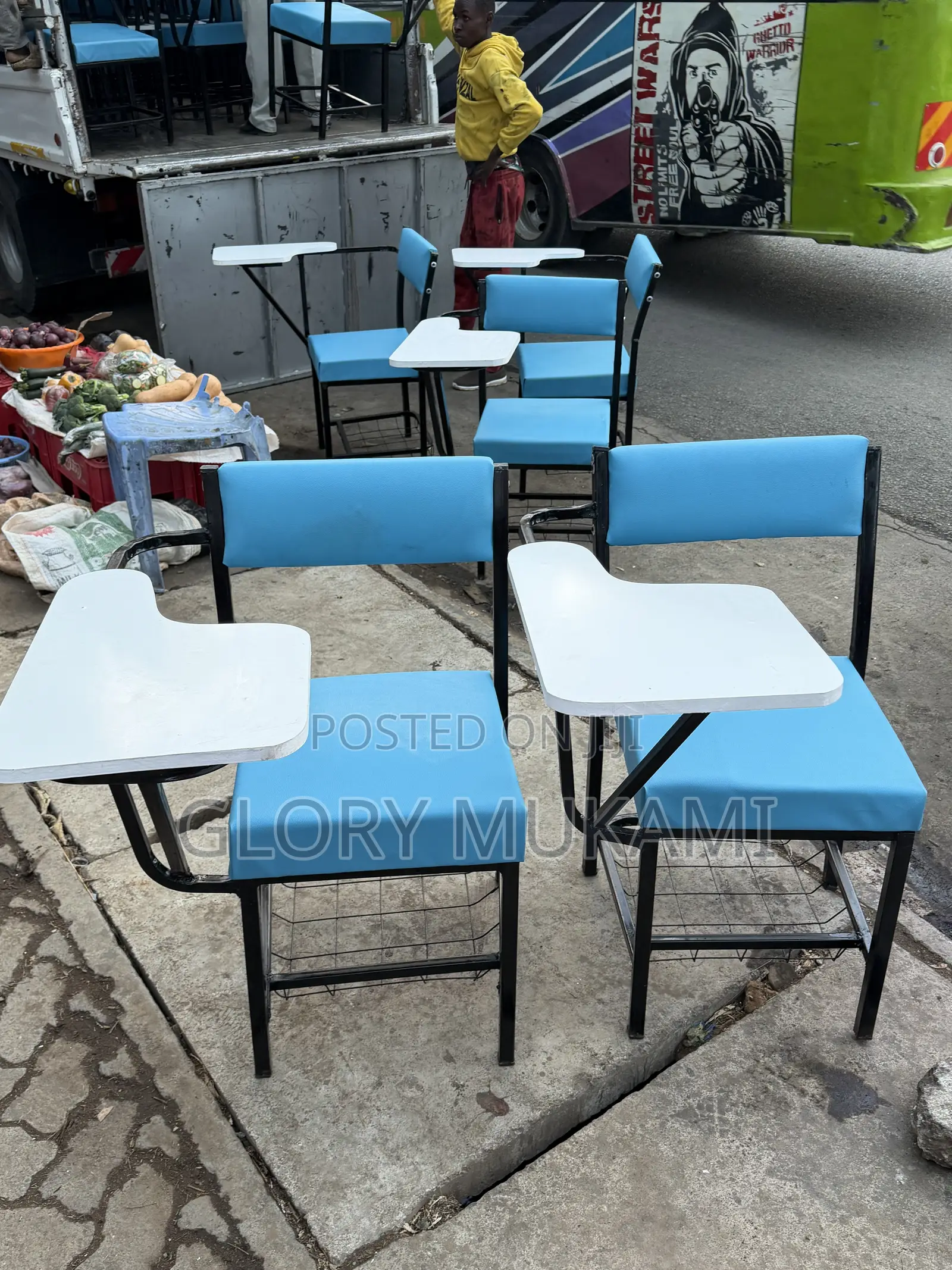 Blue Arm Chair College Seat