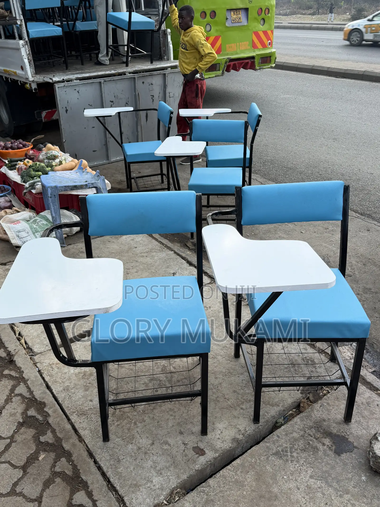 Blue Arm Chair College Seat