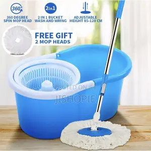 Microfiber Spin Mop and Bucket Set With Extra Refill Head