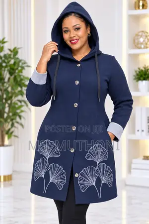 Women's Long Hooded Sweater White Floral Embroidery