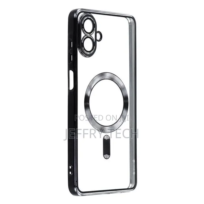 Samsung Galaxy A07 Phone Case, Black Electroplated Clear Case With Ma