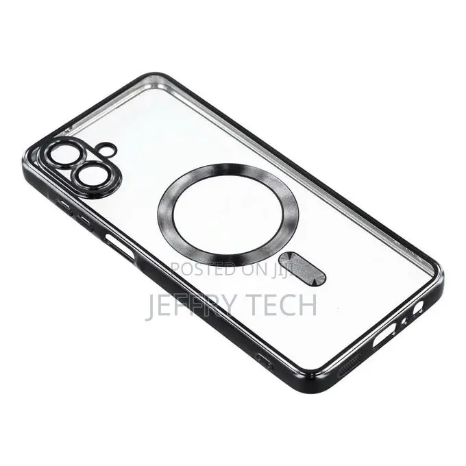 Samsung Galaxy A07 Phone Case, Black Electroplated Clear Case With Ma