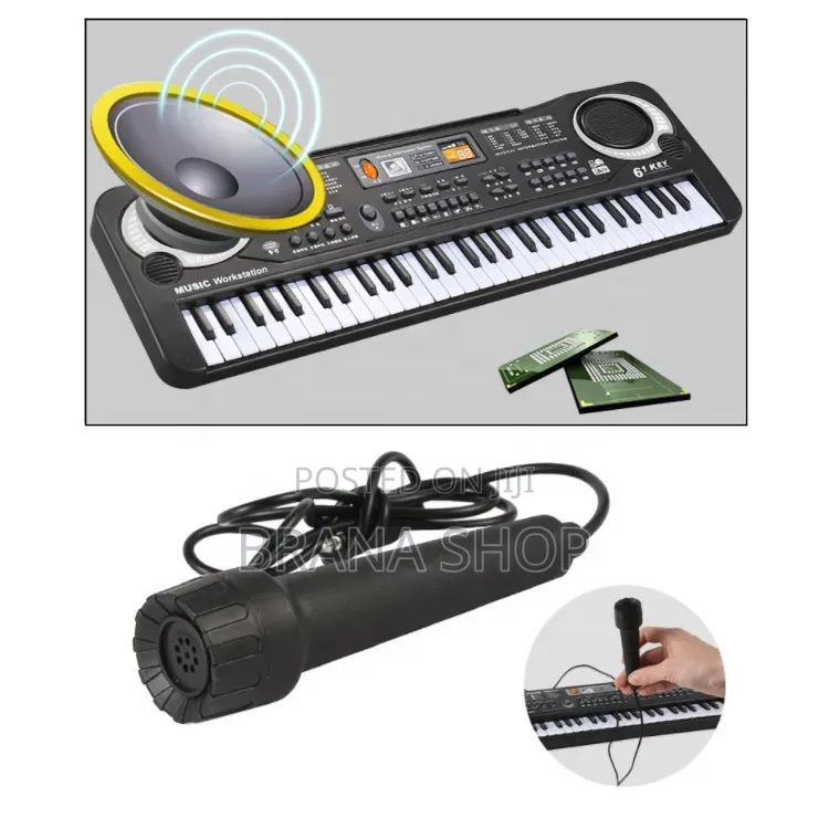 **61 Keys Kids Electronic Piano Keyboard With Karaoke Microphone *