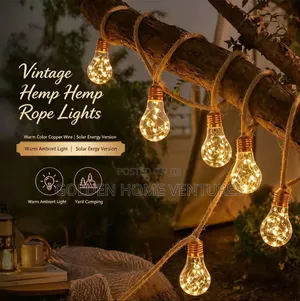 10m Vintage Hemp Rope Christmas Lights — USB + Solar Indoor Outdoor