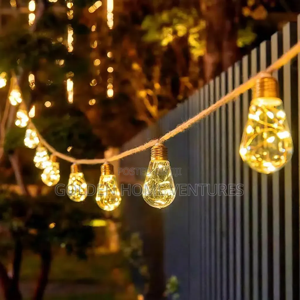 10m Vintage Hemp Rope Christmas Lights — USB + Solar Indoor Outdoor