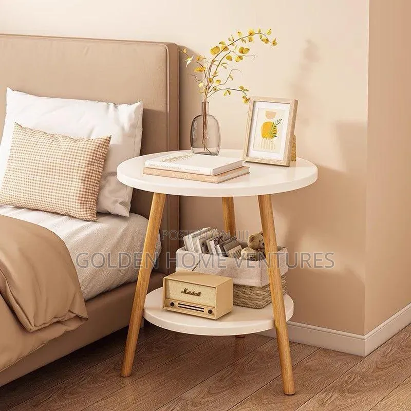 2 Tier Minimalist Nordic Side Table Round Coffee Stand