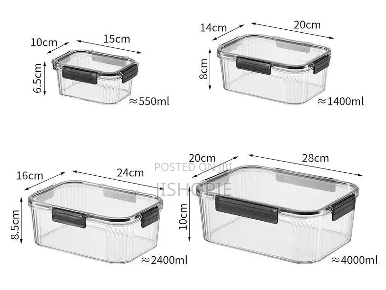 4Pcs Stackable Food Storage Containers Fridge Organizers