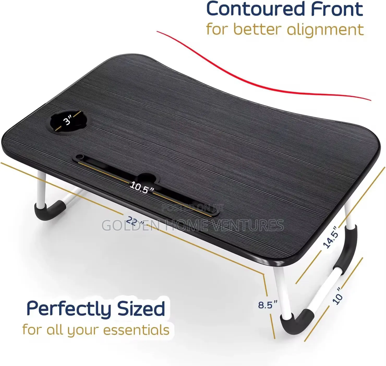 Foldable Laptop Desk Bed Table Tray With Tablet Holder