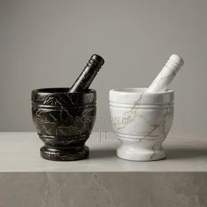 Marble-Patterned Mortar and Pestle Sets