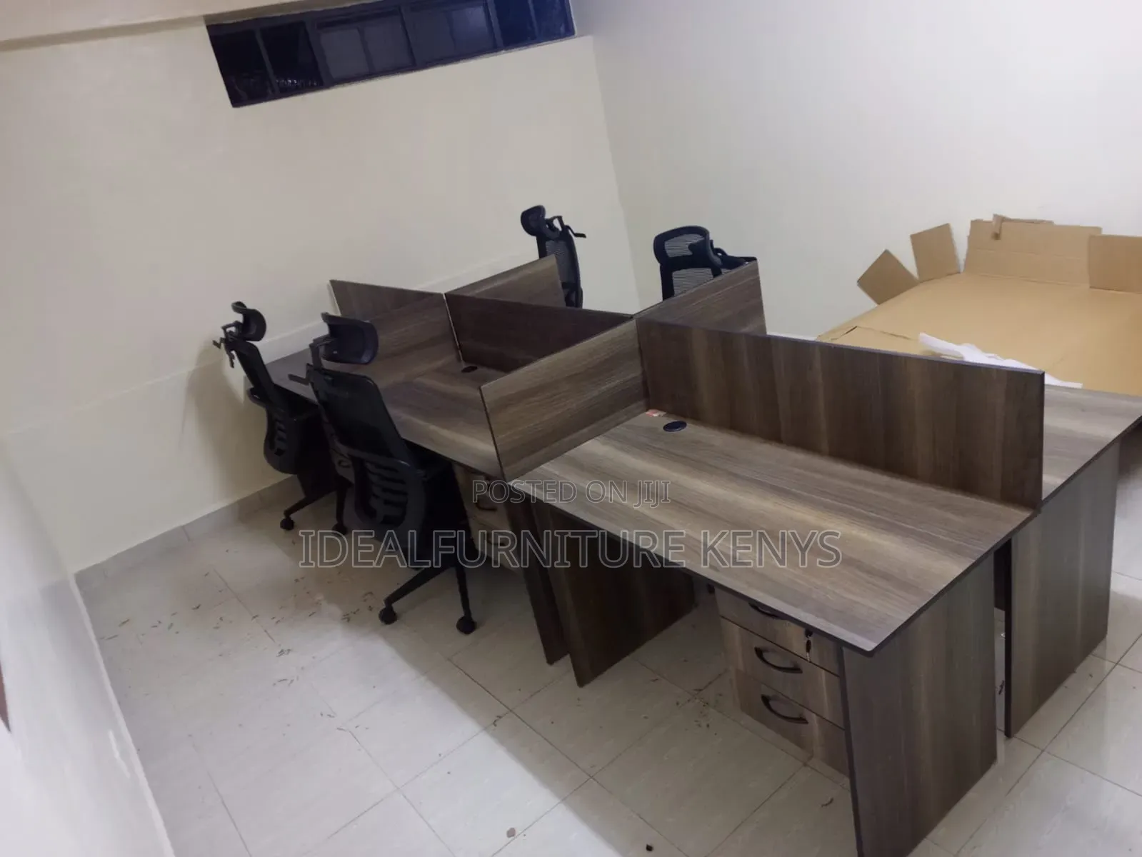 Office Workstation - 6 Way Workstation Dark Brown