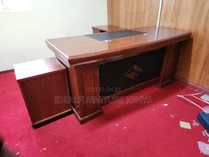 Executive L Shaped Desk - Mahogany Brown With Side Return