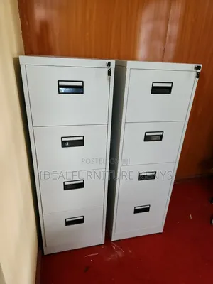 Filing Cabinet - Grey 4 Drawer Metal Filing Cabinet