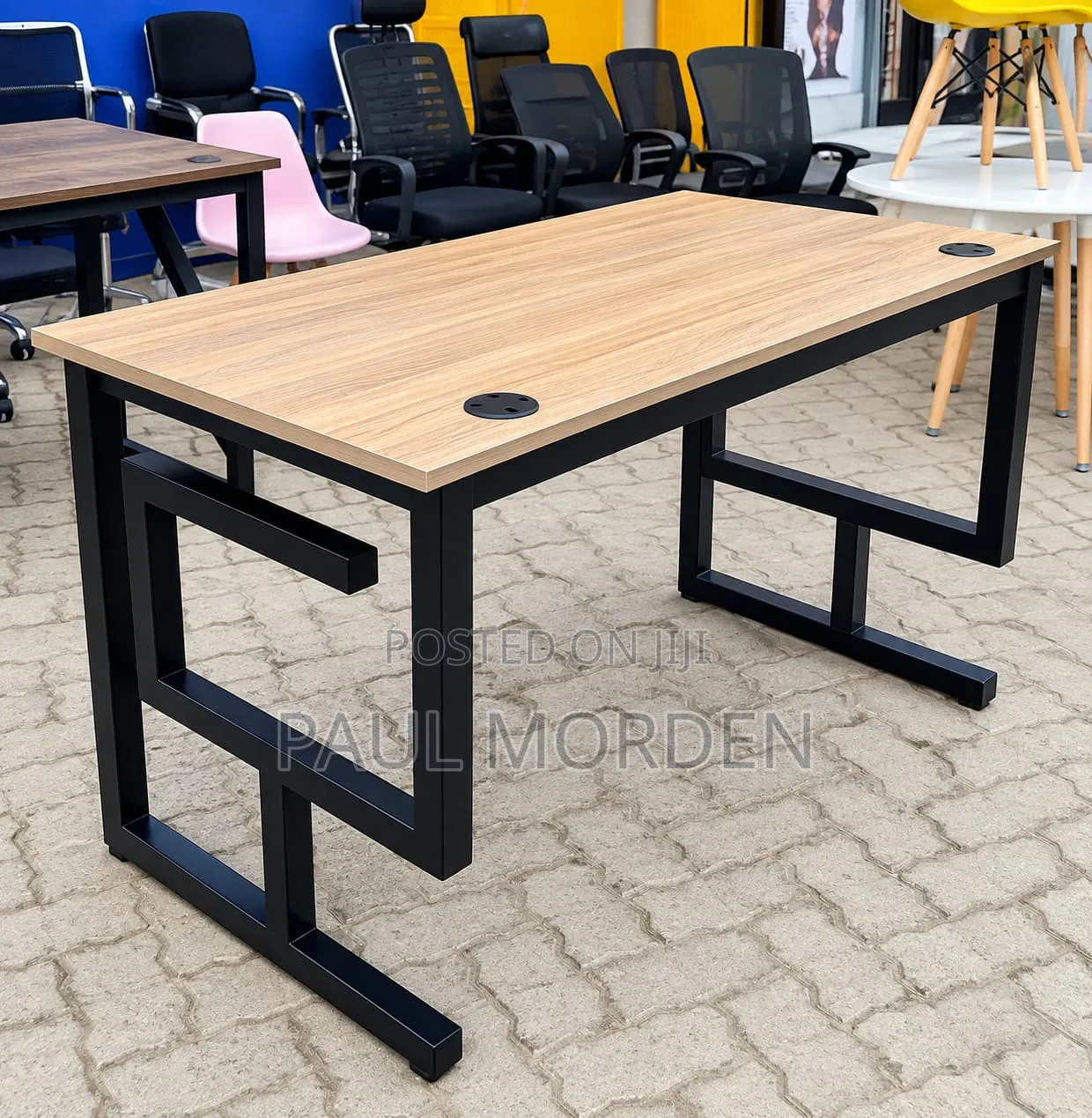 Coiled Black Metallic Stand Office Table 1.2mtrs