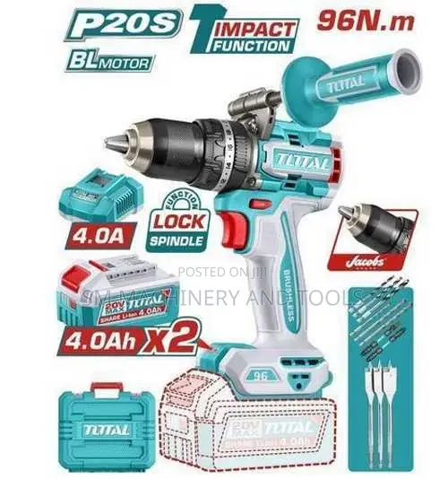 Total TIDLI209686 Brushless Cordless Impact Drill 96Nm
