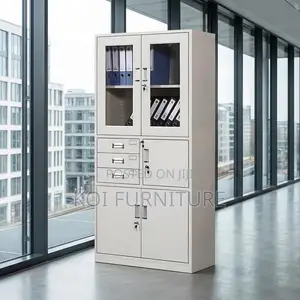 Office Cabinet; Stainless Gray Files Cabinet With Double Doors