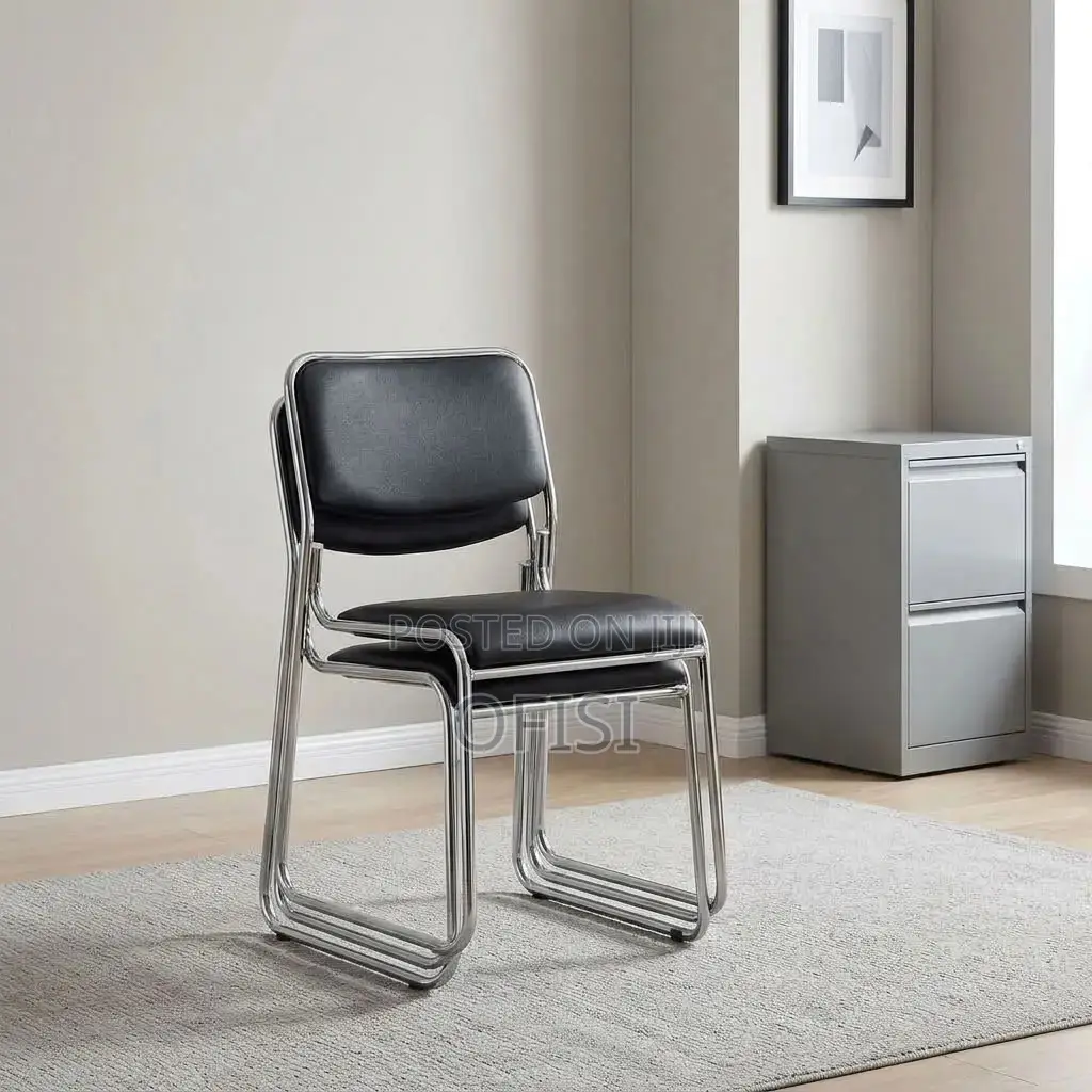 Office Chair; Stackable Chrome Guest's Chairs