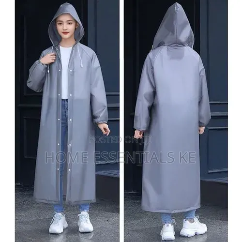 *Men and Women Reusable Waterproof Jacket, Button Hooded Raincoat