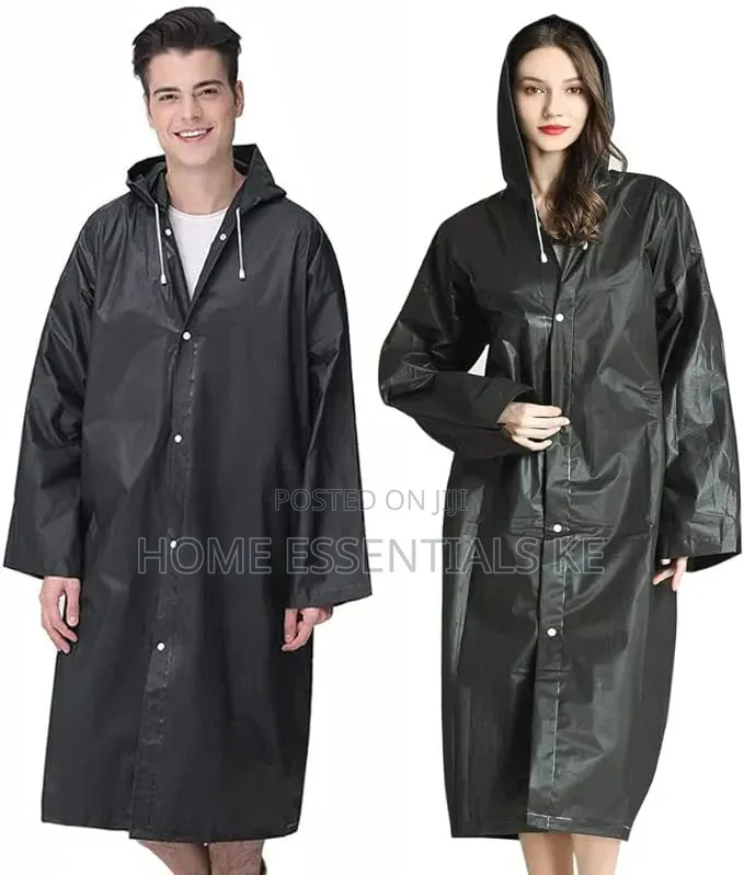 *Men and Women Reusable Waterproof Jacket, Button Hooded Raincoat
