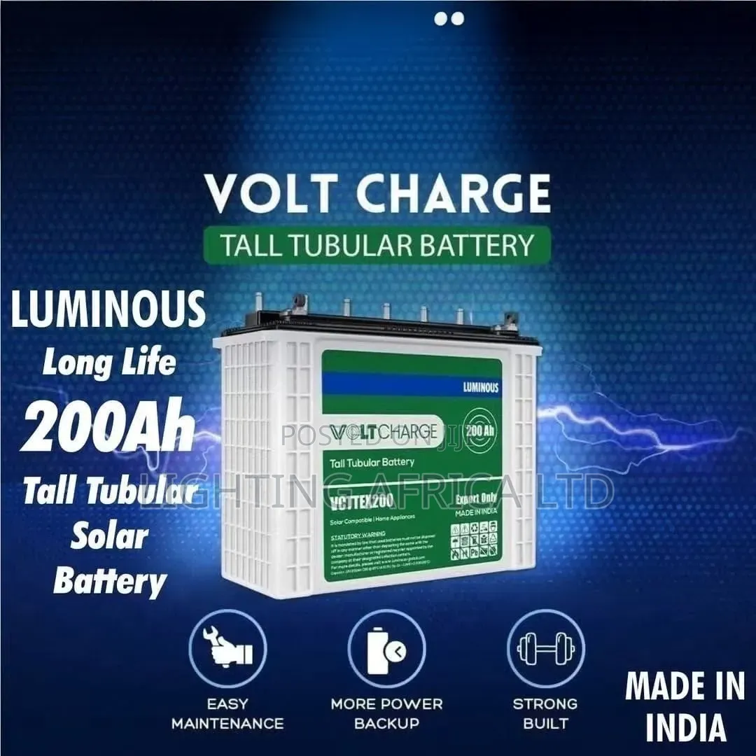 200Ah - 12v Luminous Wet Cell Tall Tubular Solar Battery India Make