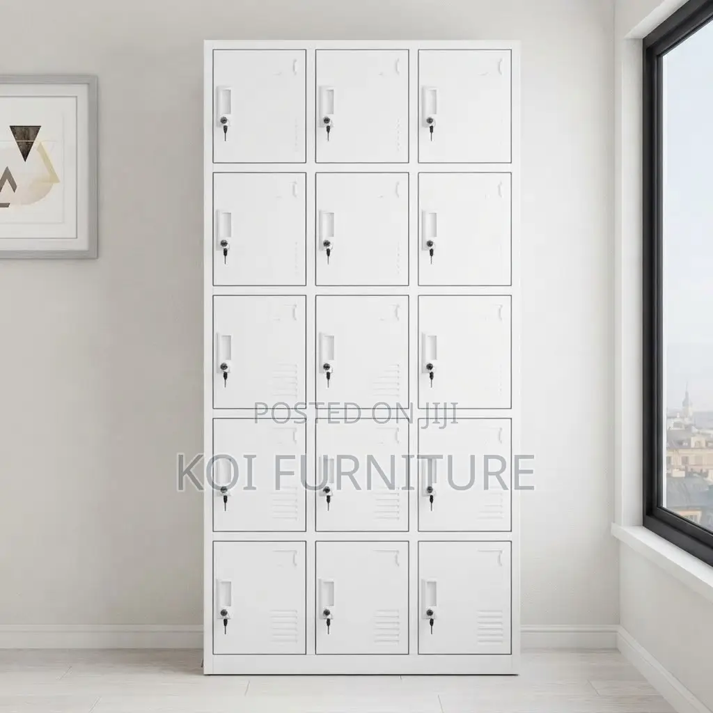 Office Cabinet; 15 Gray Lockable Modern Office Files Cabinet